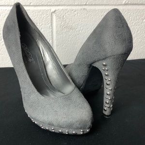 Gray studded heels